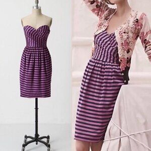 Anthropologie Silk Corset Sweetheart Neck Dress Purple On the‎ Fold Corey Lynn 4